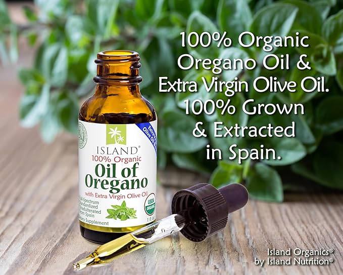 Oil of Oregano Organic Liquid Drops (1 fl oz) - Blend of Organic Oregano Oil &amp Olive Oil Grown in Spain