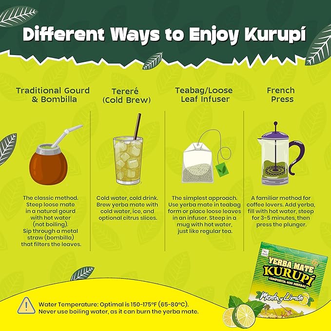 Kurupi Mint Boldo Yerba Mate 500 g (1.1 lbs) 4 Pack