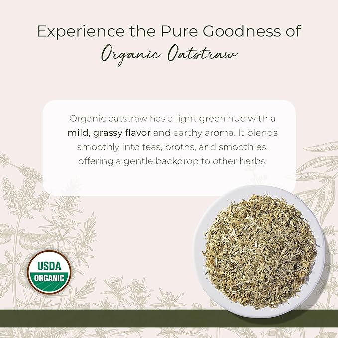 Starwest Botanicals Oatstraw Loose Leaf Organic - Dried Herb for Tea &amp Cooking Cut &amp Sifted Certified Kosher Non-GMO - Bulk 1 lb Bag