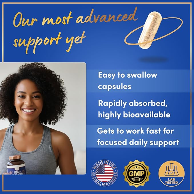 Thermogenic Multi Collagen Burn Capsules - Hydrolyzed Multi Collagen Complex Types I II III V X Marine Collagen Hyaluronic Acid - Beauty and Anti-Aging Supplement for Women and Men - 180 Pills