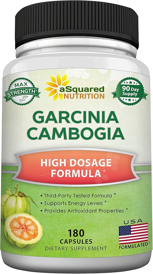 aSquared Nutrition Garcinia Cambogia 1600mg-180 Capsules-Natural Pure Extract Pills for Brain Health- Standardized Ultra HCA &amp Garcinia Cambogia Supplement Alternative to Gummies Drops Tea &amp