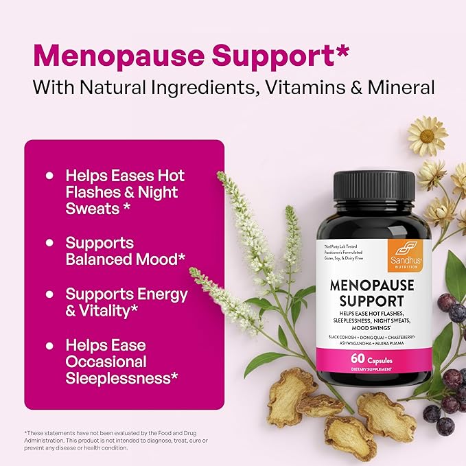 Complete Menopause Support Supplement For Women | With Ashwagandha Black Cohosh Dong Quai &amp Muira Puama | Helps Easing Hot Flashes Night Sweats Mood Swings Hormone Balance &amp Harmony | 180 Ca