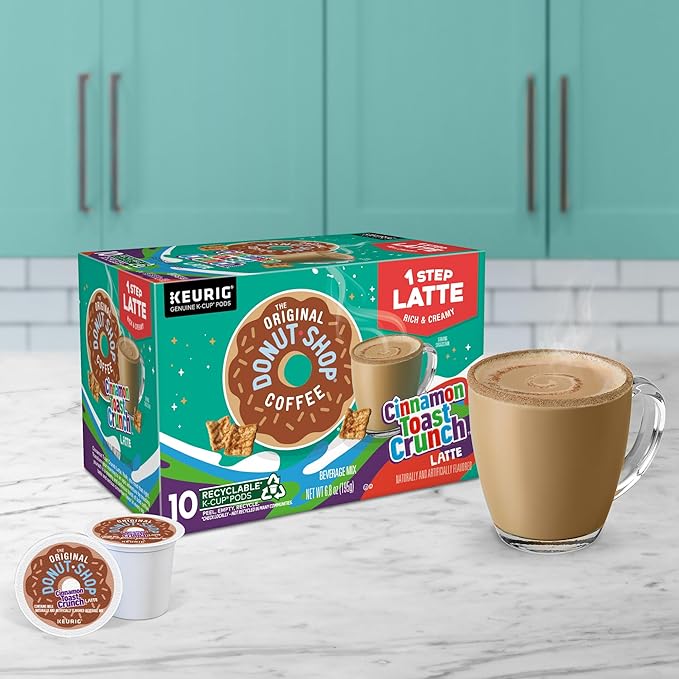 The Original Donut Shop Cinnamon Toast Crunch One-Step Latte Keurig Single Serve K-Cup Pods 60 Count (6 Packs of 10)