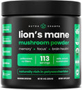 NutraChamps Organic Lions Mane Powder - 2000mg Powerful Nootropic for Memory Focus Immune Support - Vegan Lion’s Mane Mushroom Powder Supplement with Naturally Occurring Beta-Glucans - 8oz