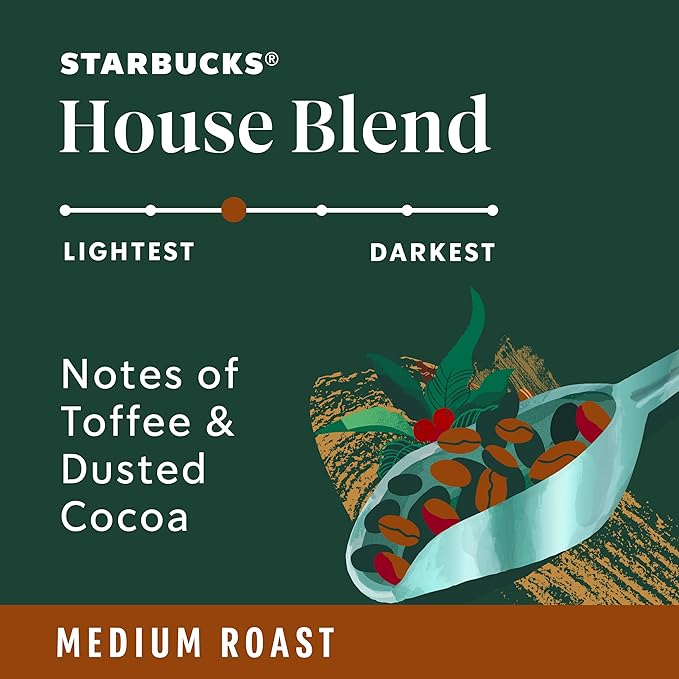 Starbucks Ground Coffee Medium Roast Hot or Iced Coffee House Blend Six 18 oz Bags