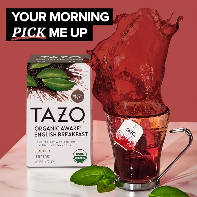 TAZO Organic Awake English Breakfast Black Tea Bags Bold Traditional Breakfast-Style Black Tea 96 Total Tea Bags (16ct - Pack of 6)