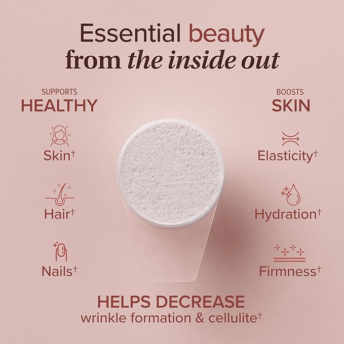 Essential Nutrition Collagen Skin - Hydrolyzed Collagen Peptides with Hyaluronic Acid Silicon &amp Biotin - Hair Skin &amp Nails - Cranberry - 11.9 oz (30 Servings)
