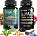 Boysea.Shilajit and Sea Moss Bundle- 90 Count - Sea Moss Black Seed Oil Ashwagandha Ginger &amp Shilajit Rhodiola Rosea All in 1 Supplements (1 Pc)
