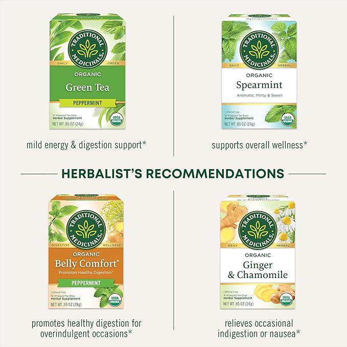 Traditional Medicinals Organic Peppermint Delight Probiotic Tea (Pack of 6) Supports Healthy Digestion 96 Tea Bags Total