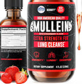 HERBIFY Mullein Drops - Lung Cleanse - Leaf Extract - Powerful Mullein for Immune Support Detox &amp Respiratory Support - Made in USA - 4 Oz Strawberry Flavor