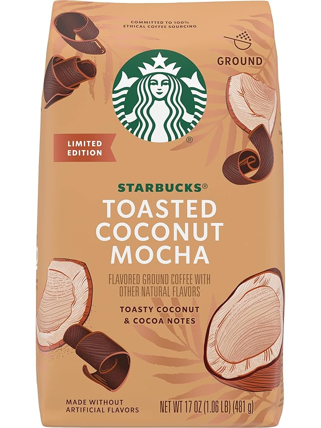 Starbucks Flavored Ground Coffee (Toasted Coconut Mocha 17 oz (Pack of 4)) Pack of 1