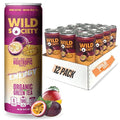 Wild Society Natural Energy Drink + Nootropics (12 pack) - 100mg Organic Caffeine from Green Tea - Zero Sugar &amp Zero Calories - Monk Fruit Sweetened - Clean Ingredients - Fuel Mind - Mango Passion