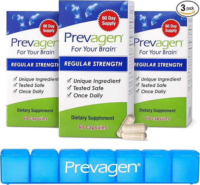 Prevagen Regular Strength - 180 Capsules (6 Month Supply) | Formulated for Your Brain | 10mg of Apoaequorin Plus Vitamin D3 with 7-Day Pill Minder