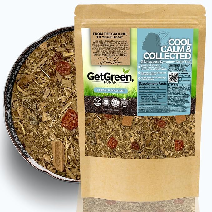 Menopause Symptom Relief Loose Leaf Tea w/ Red Clover Black Cohosh Dong Quai | Organic Herbal Tea | 2 oz (57 gram) | Decaf Vegan Healthy ZERO Caffeine Organic Herbs No Natural or Artificial Fl