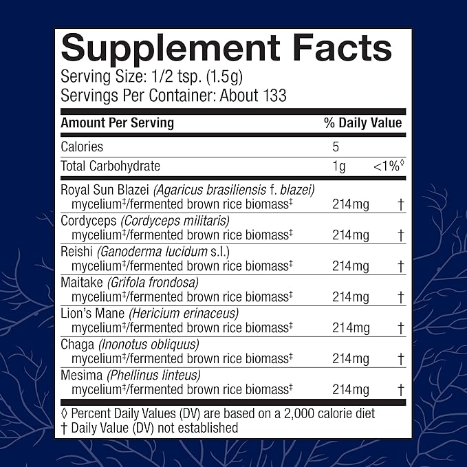 Host Defense Stamets 7 Mushroom Powder - 7 Species Blend - Mushroom Supplement for Immune Support with Royal Sun Blazei Cordyceps Reishi Maitake Lion's Mane Chaga &amp Mesima - 7 oz (133 Serving