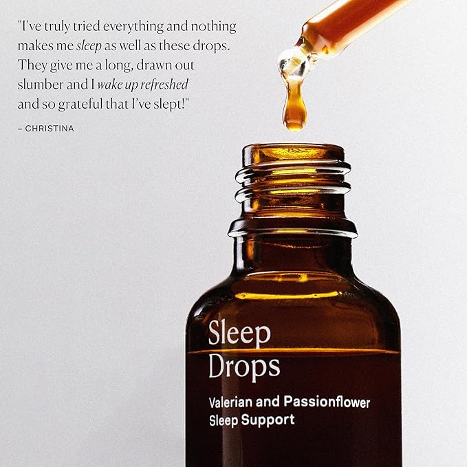 The Nue Co. Sleep Drops - Natural Sleep Support Tincture for Falling &amp Staying Asleep - Vegan &amp Cruelty-Free Sleep Supplement with Valerian Root Chamomile &amp Passionflower | 30ml