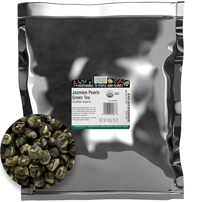 Frontier Co-op Organic Jasmine Pearls Green Tea 16 Oz Bulk Bag