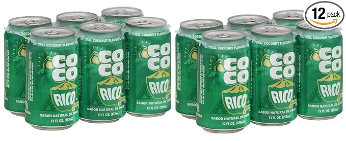 Coco Rico - Natural Coconut Flavored Soda from Puerto Rico - 12 Fl Oz Can per Six Pack (Count of 2)