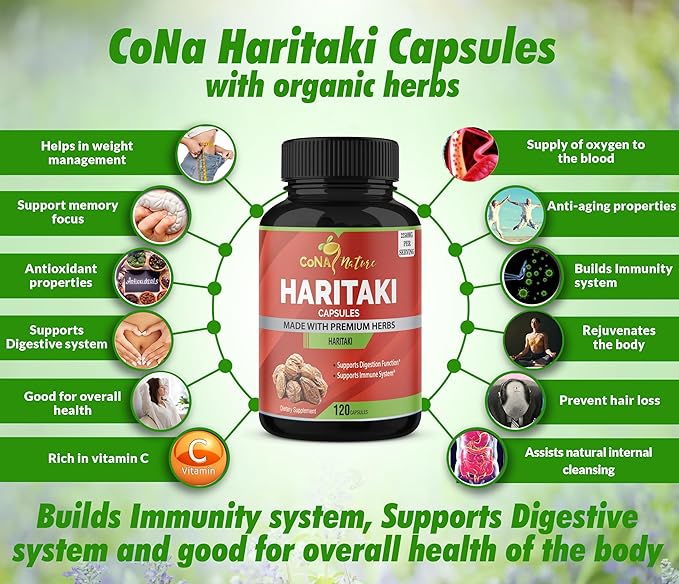 Organic India Haritaki Capsules 2250MG Rejuvenation Improving Digestion Maintains Regularity | Non-GMO Vegan Gluten-Free Herbs and Supplements 120 Caps