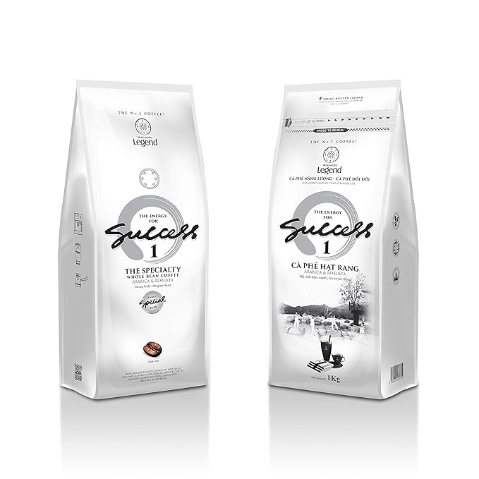 TRUNG NGUYEN LEGEND Coffee Bean Legend Success 1 35.27 Oz Bag Dark Roast Original Taste Robusta &amp Arabica Vietnamese Energy Coffee Beans - Specialized for Ice Coffee