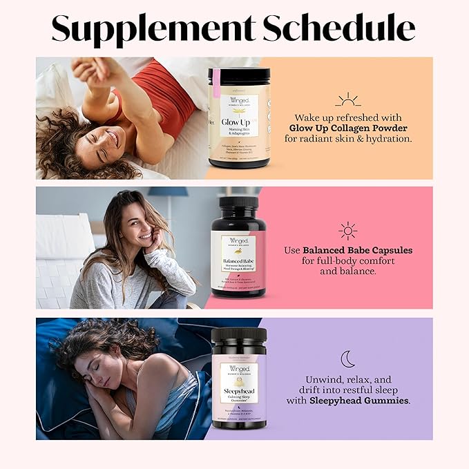 Winged Wellness Balanced Babe Hormone Balance &amp Estrogen Detox Supplement for Women - 100mg DIM &amp Milk Thistle for PMS Bloating Cramps Mood Hormonal Acne &amp PCOS Support 60 Capsules