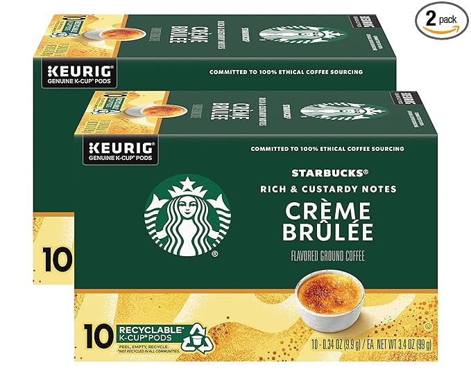 Starbucks Crème Brulée Flavored Blonde Roast Single Cup Coffee for Keurig Brewers 10 Count - Pack of 2
