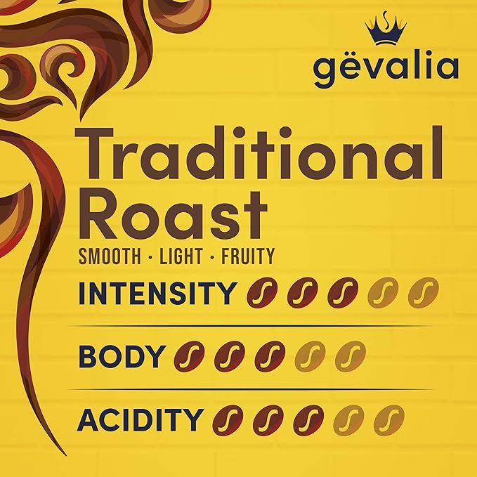 Gevalia Traditional Mild Roast Whole Bean Coffee (6 ct Pack 12 oz Bags)