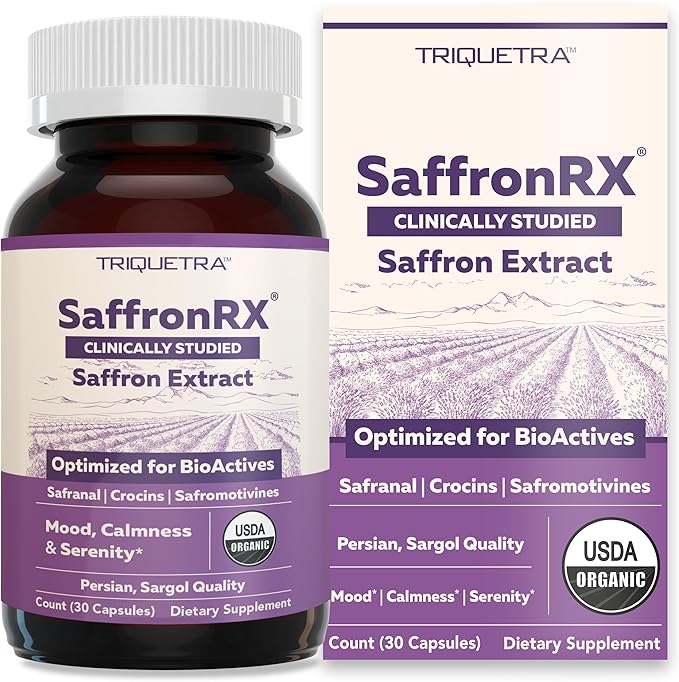 Organic Saffron Extract: Optimized Extract with Safromotivines Safranal and Crocins – Clinically Studied | Premium Persian Sargol Quality | Supports Mood Calmness and Relaxation – 30 Servings