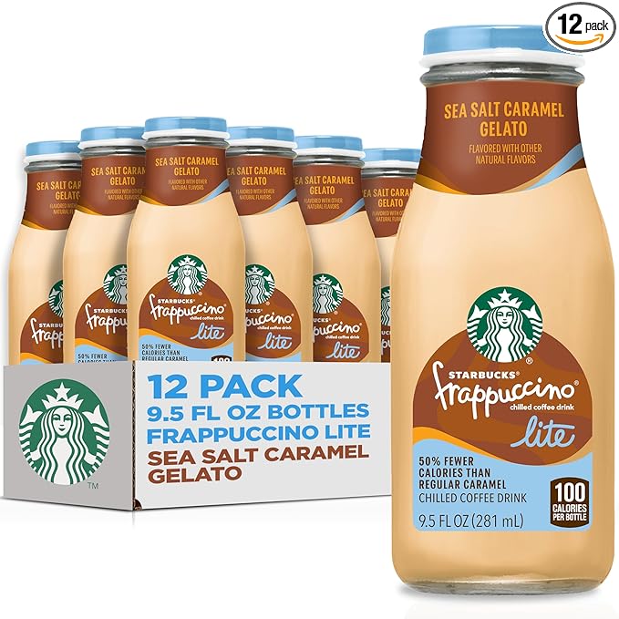 Starbucks Frappuccino Lite Sea Salt Caramel Gelato 9.5 Fl Oz Bottles (Pack of 12)