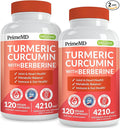 5-in-1 Organic Turmeric Curcumin Supplement (4210mg) with Berberine Ceylon Cinnamon Bioperine and Ginger Supplements for Joint Heart Gut &amp Metabolic Support (120 ct) (Pack of 2)