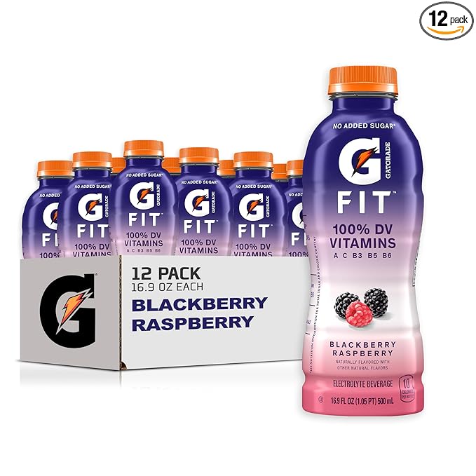 Gatorade Fit Electrolyte Beverage Healthy Real Hydration Blackberry Raspberry 16.9.oz Bottles (12 Pack)