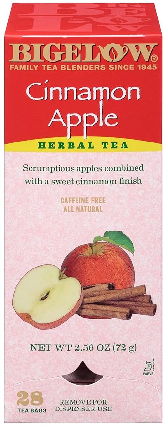 Bigelow Cinnamon Apple Herbal Tea Bags 28-Count Boxes (Pack of 6) Cinnamon Apple Hibiscus Flavored Herbal Tea Bags All Natural Non-GMO