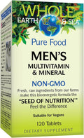 Natural Factors Whole Earth &amp Sea Men's Multivitamin &amp Mineral - Daily Health Supplement for Men Under 50 - Vegan Non-GMO &amp Gluten-Free - 120 Tablets (60 Servings)