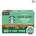 Starbucks K-Cup Coffee Pods Medium Roast Hot or Iced Coffee Half-Caff House Blend 60 Keurig Pods