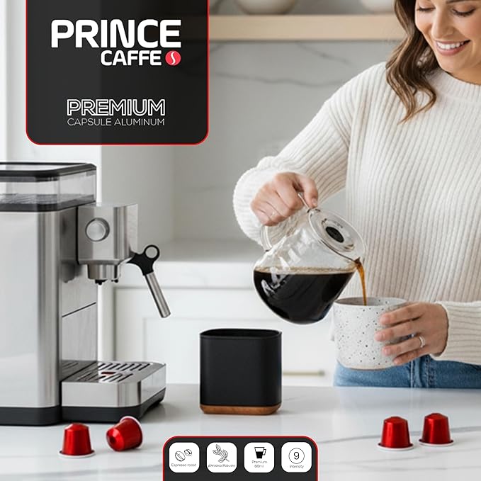 Prince Caffe Espresso Pods –Millennium Intensity 9 Medium-Dark Roast The Espresso Coffee Pods Are Compatible with Nespresso Original Line Machines 30 Count (3 x 10 Capsules) Premium Quality Coffee