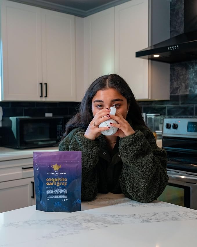 Earl Grey Tea Organic Loose Leaf Black Tea – Classic Bergamot &amp Citrus Flavor – Boost Clarity &amp Wellness – Drink Hot or Iced – 4 oz Resealable Bag (Makes 50 Cups) – The Elegant Elephant