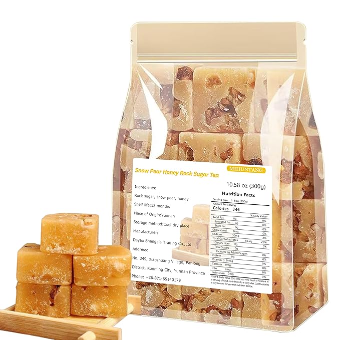 Snow Pear Rock Sugar Tea 10.58 oz/300g Sweet Pear Honey Rock Candy Yellow Lump Rock Sugar