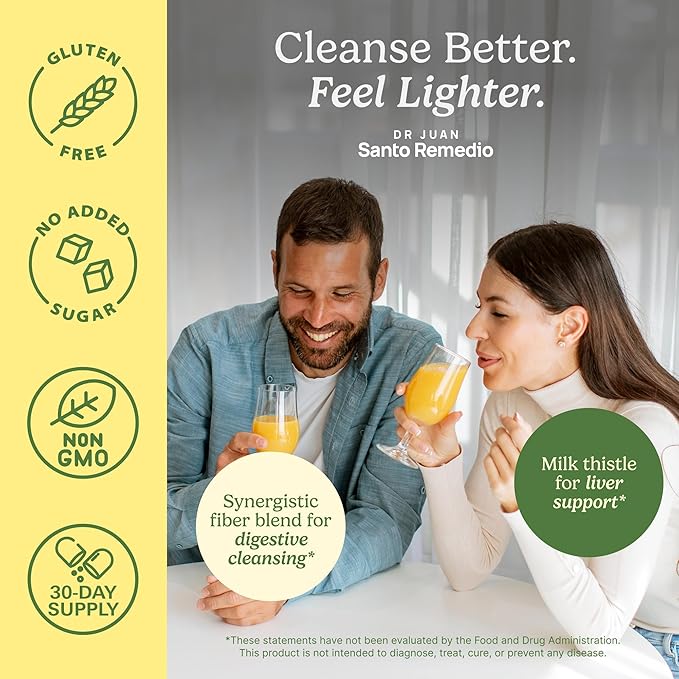 Santo Remedio Colon Plus Colon Cleanser Dietary Psyllium Husk Fiber and Probiotics Supplement 30 Servings Pineapple Flavor