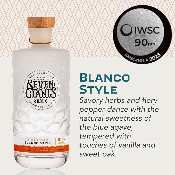 Seven Giants Reposado Style Blanco Style and Añejo Style Tequila Alternative | Non Alcoholic Tequila | Premium Non Alcoholic Spirits by Spirits of Virtue | Imported by Think Distributors (700ml)