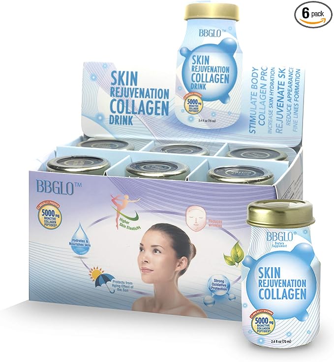BBGLO® Skin Rejuvenation Collagen Drink - Anti Aging Complex 2.4 fl. Oz (Pack of 6 Bottles Original)