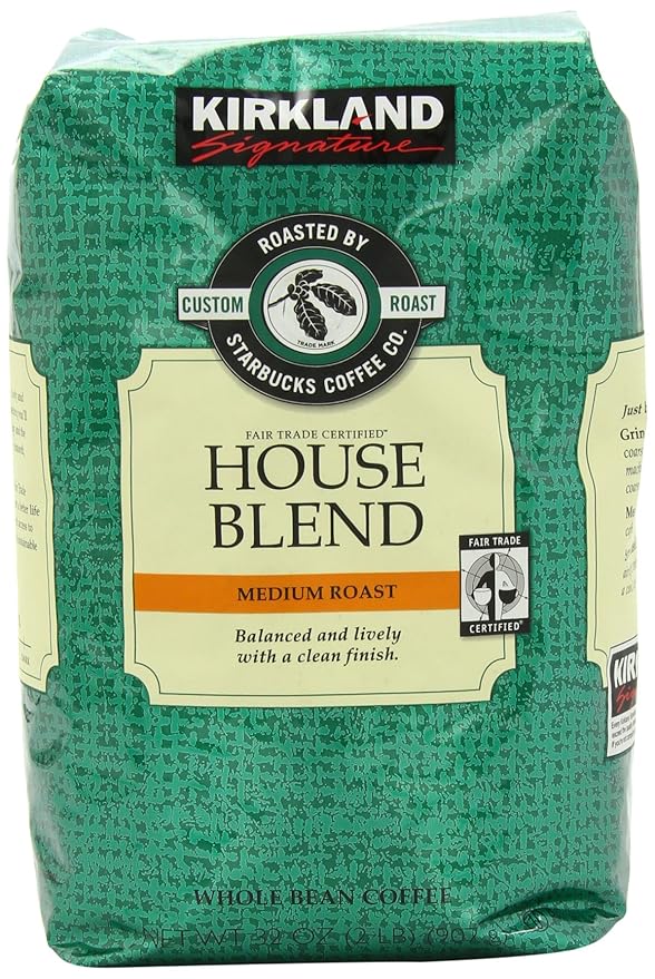 Signature's Kirkland Starbucks Bean Coffee Medium Roast House Blend 32 Ounce