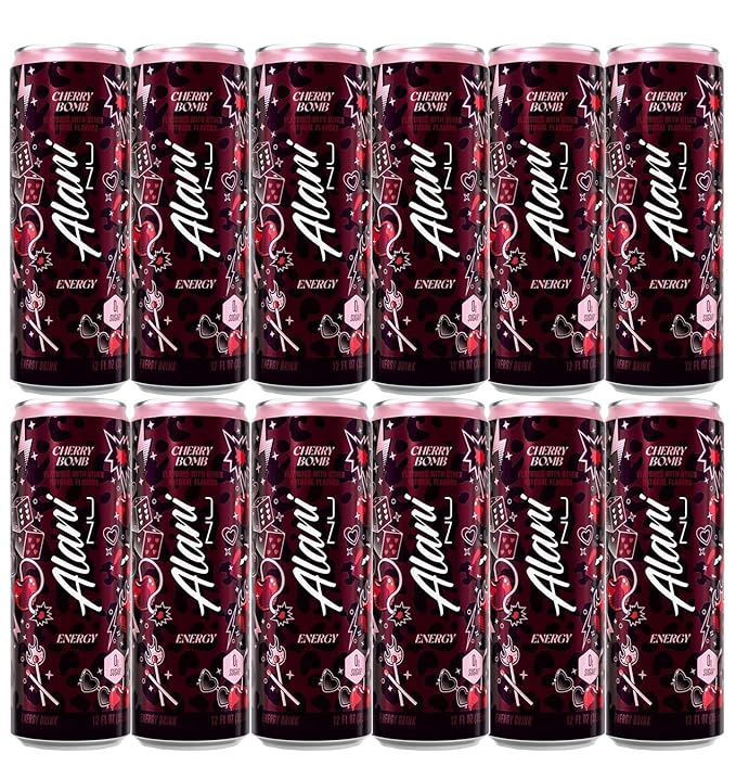 Alani Cherry Bomb Energy Drink Sugar Free Low Calorie Energy Drinks 200mg Caffeine - 12pk/12 fl oz Cans
