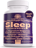 Natural Sleep Aid with Magnesium Glycinate Reishi Mushroom Extract L-Theanine Apigenin and Melatonin - Sleep Supplement for Adults Seeking Deep Rest - 60 Capsules Made in The USA