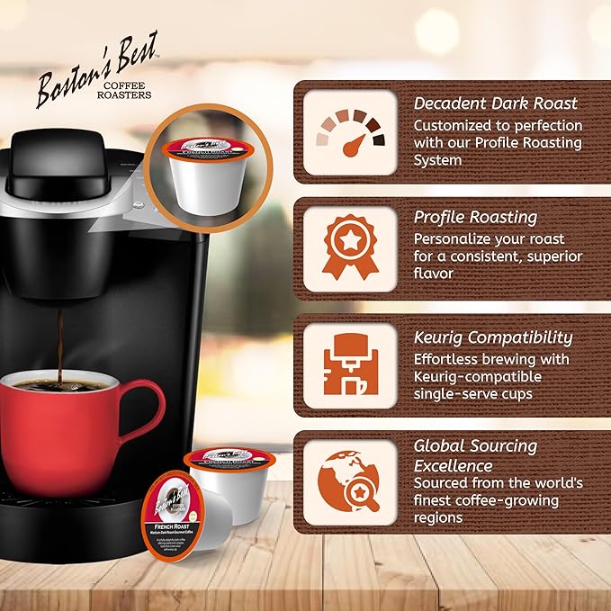 Boston’s Best - Rich &amp Bold French Roast Gourmet Coffee Delectable Dark Roast Compatible with Keurig Coffee Maker - 144 Count (Pack of 1)