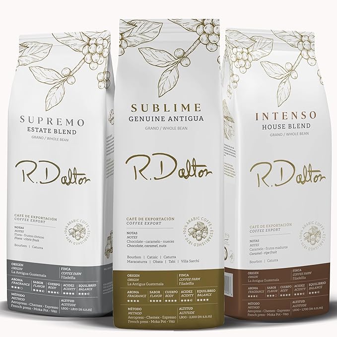 R. Dalton Coffee - Sample Pack - Whole Bean Coffee - Medium roast - Discover your perfect blend - 3 Premium Whole Bean Export Quality Coffee