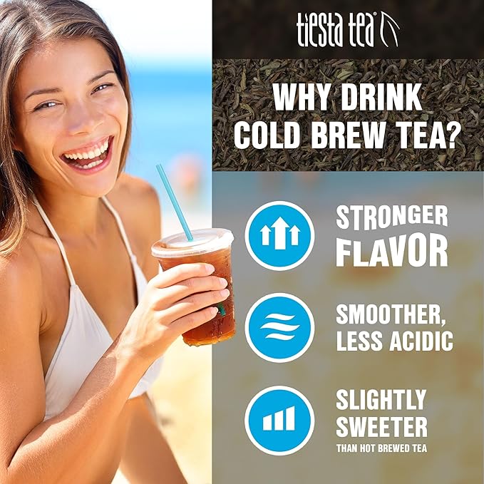 Tiesta Tea - Fruity Paradise Cold Brew Loose Leaf Strawberry Pineapple Green Tea Medium Caffeinated Cold Brew Packets Makes 64 oz of Pitcher Per Bag (Pack of 10)