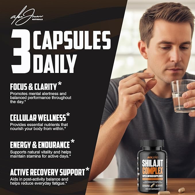 Maximum Vitality Shilajit Complex – Multi-Herb Formula with Sea Moss Ashwagandha for Men &amp Black Seed Oil – Shilajit Wellness Support – 90 Count Capsules