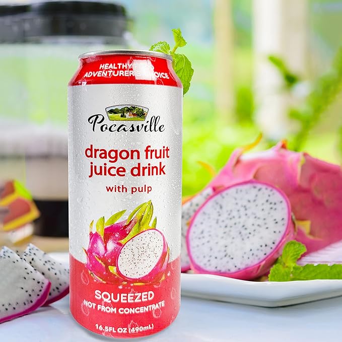 Pocasville Fruit Juices 16.5 Fluid Ounce (Pack of 12) (Dragon Fruit)