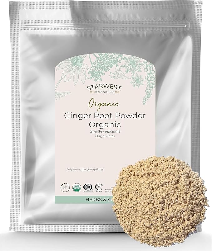 Starwest Botanicals Organic Ginger Root Powder - Ground Ginger Herb for Tea Baking &amp Cooking Natural Herbal Spice Certified Kosher Non-GMO - Bulk 2 lb Bag