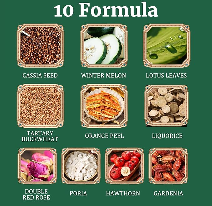 Oil-Reducing Tea 10 Herbal with Excellent Formula Organic Oil Cleansing Tea for Liver Chinese Herbal Tea (30 Tea bags / 2 Box)